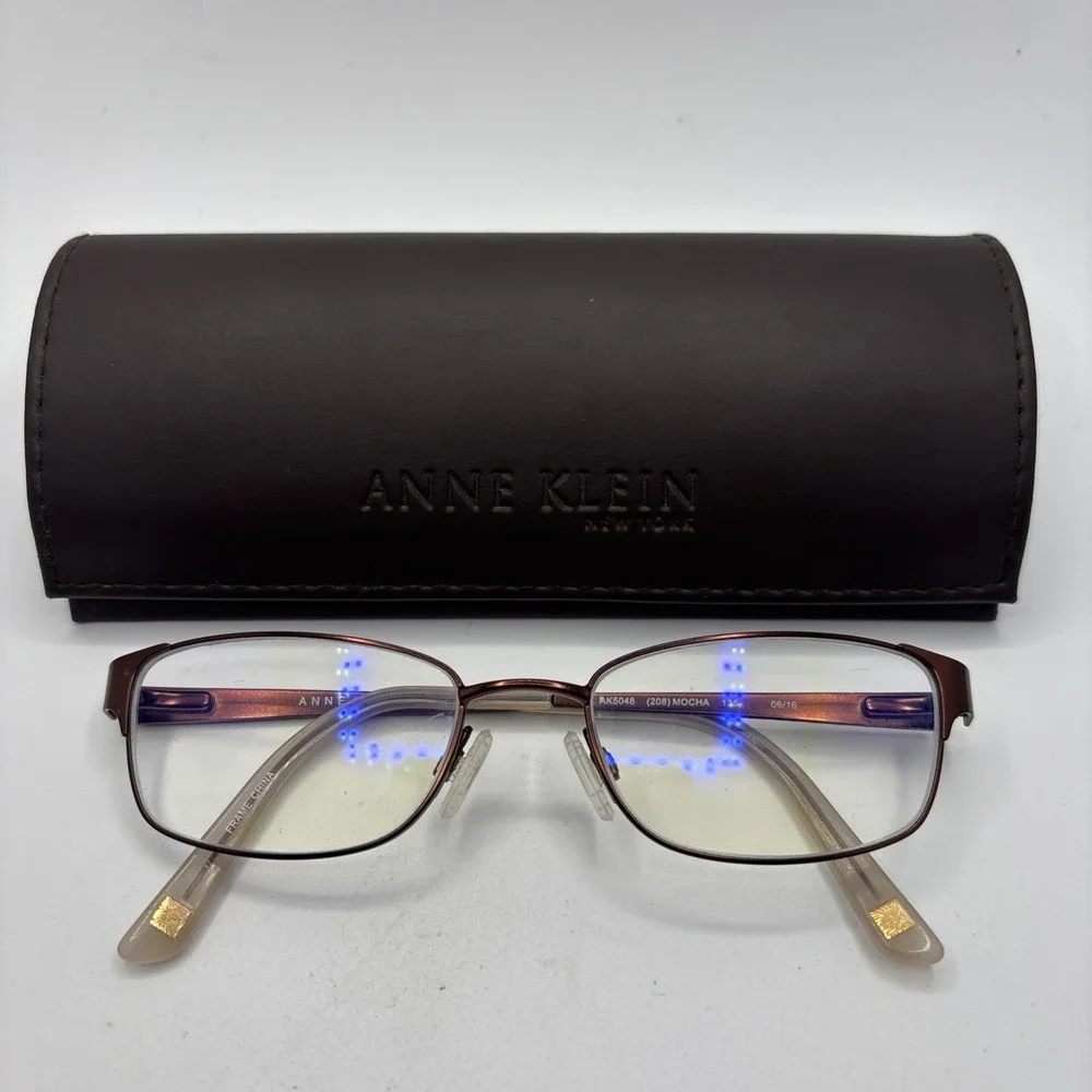Anne Klein Eyeglasses AK 5048 208 Mocha 49-17-135 Frames Metal Full Rim w/case